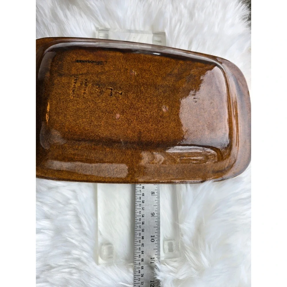 Vintage Hoganas Sweden‎ Keramik Amber Glazed Stoneware Rectangular Baker